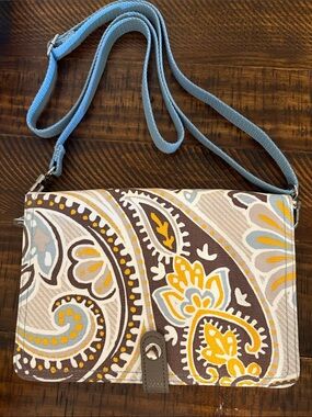 Thirty-one Canvas Paisley Crossbody Bag in Yellow, Brown & Blue
